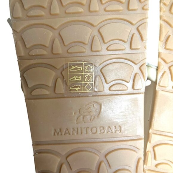 Manitobah Wasaga Fringe Slide US 10 Metallic Cream Turquoise Flower New - Picture 10 of 11